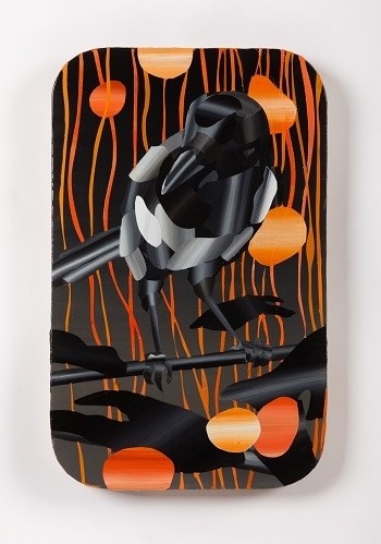  - Magpie with orange bubbles